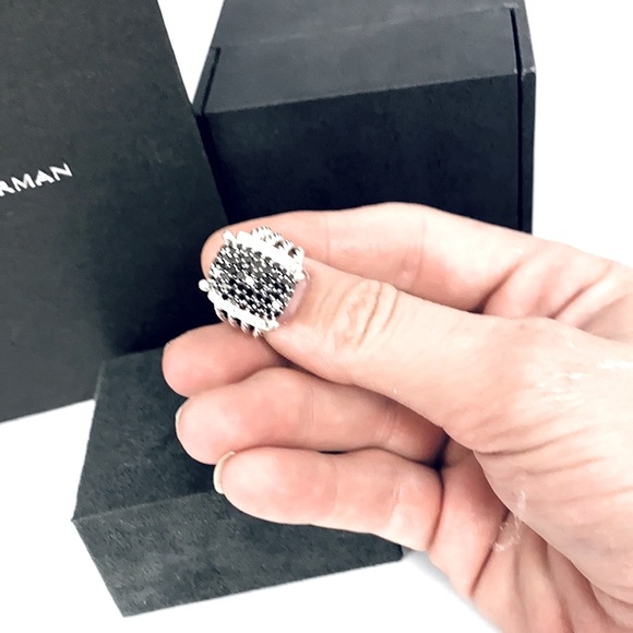 16x12mm David Yurman Medium Wheaton Ring with Black & Brilliant Pave Diamonds - Picture 1 of 6